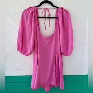 Free People Linen Rayon Blossom Pink Medium Tunic Top
